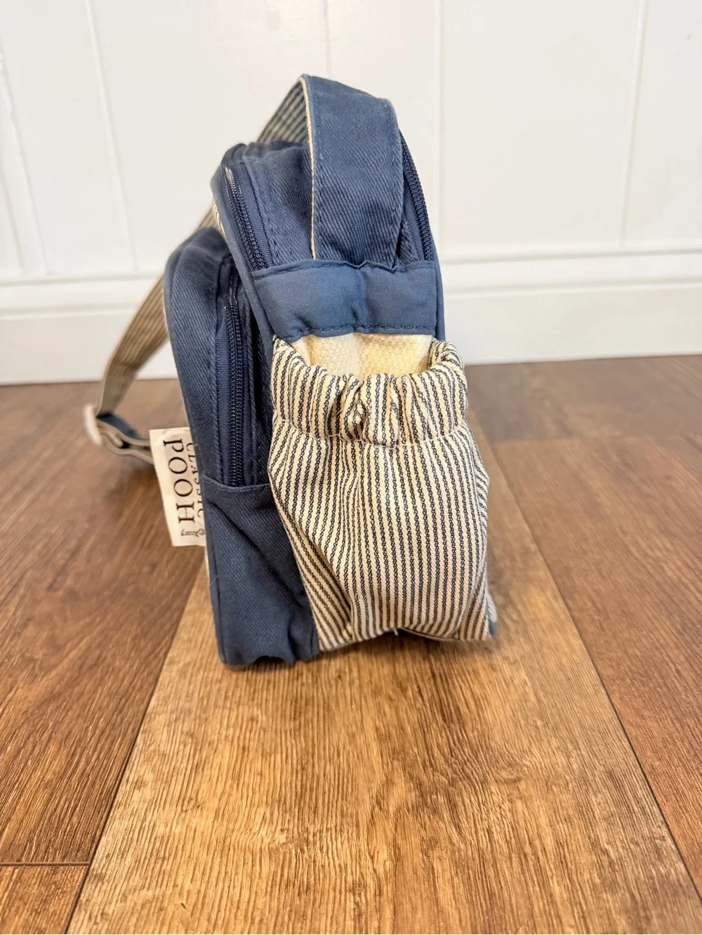 Winnie the Pooh Character Vintage Diaper Bag in Navy & Cream